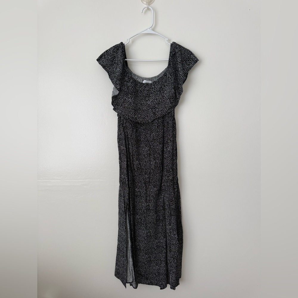 Amazon Black Midi Dress with Ruffle Detail